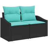  Set sofe 6 kom. Crna i Plava Poli Rattan i čelik | shoptok.hr