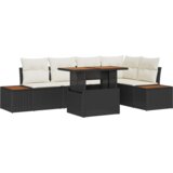 vidaXL 6-dijelni set vrtne sofe s jastučićima Crni Poli Ratan | shoptok.hr