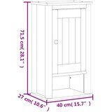 Kupaonski zidni ormarić BERG crni 40 x 27 x 71,5 cm od borovine | shoptok.hr