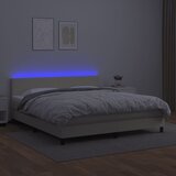 Krevet box spring s madracem LED krem 160x200cm od umjetne kože | shoptok.hr