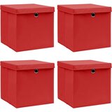  Kutije za pohranu s poklopcima 4 kom crvene 32x32x32 cm tkanina | shoptok.hr