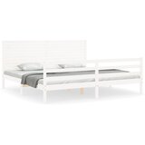  Okvir za krevet s uzglavljem bijeli 200x200 cm od masivnog drva | shoptok.hr