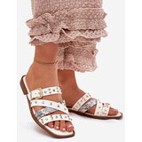 Boto Embellished women's flip flops on flat heel with straps and buckle white Manitte | ePonuda.com