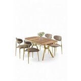 Hanah home Set trpezarijskog stola i stolica (5 delova) Olya Hrast Gold Cappuccino | Eponuda.com