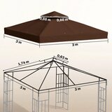  Zamjenski krov za sjenicu 3 x 3 m zamjenska cerada za sjenicu s drenažnim otvorima UPF30+ zaštita od sunca kava | shoptok.hr