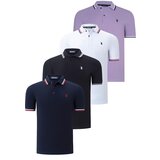 Dewberry QUAD SET T8594 MENS T-SHIRT-BLACK-WHITE-NAVY BLUE-LILAC | shoptok.hr