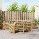  Set vanjskih sofa 7 kom. Bijela i bež Poliester Smeđa 331 x 172,5 x 73 cm | shoptok.hr