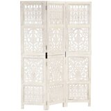 Furnova Ročno izrezljan paravan 3-delni bel 120x165 cm trden mangov les, (21929931) | Shoptok.si