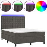  Box spring s madracem LED tamnosivi 140x190 cm baršun | shoptok.hr