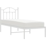  Metalni okvir krevet bez madraca s uzglavljem bijeli 75x190 cm | shoptok.hr