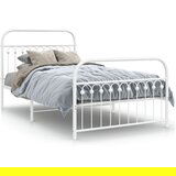  The Living Store Kovinski posteljni okvir z vzglavjem in vznožjem bel 107x203 cm - Posteljni Okvir, (21526717) | Shoptok.si