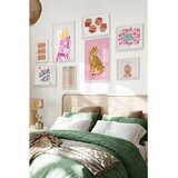 Wallxpert set od 8 uramljenih slika Çgs-038, roze i narandžasti motivi – tigrovi, kockice, karte i natpis lucky you, beli ram | Eponuda.com
