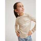 Reserved - Majica kratkih rukava s ukrasnim naborima - boja kože | shoptok.hr