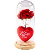 Eternal Rose in Dome with LED Lighting Red with Heart 18.5x8cm | Shoptok.si