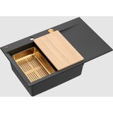Quadron Kuhinjsko korito JOSH 111 z dodatki, črn z bakrenimi detajli | Shoptok.si