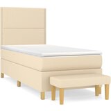 vidaXL Box spring postelja z vzmetnico krem 80x200 cm blago, (20893717) | Shoptok.si