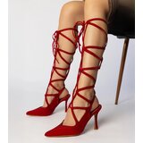 Gemre Red stiletto sandals with rhinestones Merlin | ePonuda.com