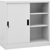 The Living Store Pisarniška omara z drsnimi vrati svetlo siva 90x40x90 cm jeklo - Pisarniška Omara, (21430447) Cene