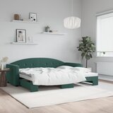 vidaXL Izvlečna dnevna postelja temno zelena 90x200 cm žamet Cene