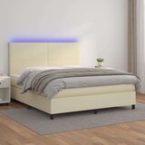  Krevet box spring s madracem LED krem 160x200cm od umjetne kože | shoptok.hr