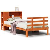 vidaXL Knjižna postelja brez vzmetnice vošč. rjava 100x200 cm borovina | Shoptok.si