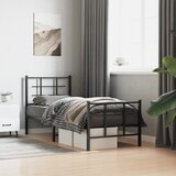 Maison Chic Kovinski Posteljni okvir - Enojna postelja - Postelja za odrasle z vzglavjem in vznožjem črn 75x190 cm, (21695981) | Shoptok.si
