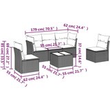  Vrtna garnitura - 6-dijelni set vrtnih sofa od poliratana s jastucima sivi - siva i modra Sa stolom 1 | shoptok.hr