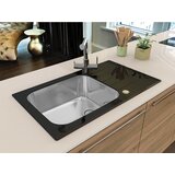 Alveus enojno in pol pomivalno korito z odcejalnikom Glassix UP 40 - črno kaljeno steklo (1123645) | Shoptok.si