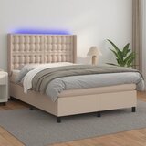  box spring madrac LED cappuccino 140x190cm umjetna koža | shoptok.hr