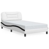 Maison Chic Posteljni okvir - Enojna postelja - Postelja za odrasle z vzglavjem bel in črn 100x200 cm umetno usnje-J9357, (21776864) | Shoptok.si