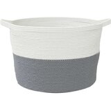  Košara za rublje sivo-bijela Ø 60 x 36 cm pamučna | shoptok.hr