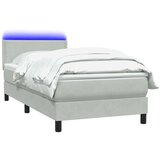 vidaXL Box Spring postelja z vzmetnico Svetlo siva 90x210 cm Velvet | Shoptok.si