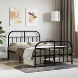 Maison Chic Kovinski Posteljni okvir - Dvoposteljna postelja - Zakonska postelja z vzglavjem in vznožjem črn 120x190 cm, (21696261) | Shoptok.si
