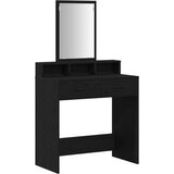  Toaletna mizica Črni hrast MDF in steklo 79 x 41 x 140 cm | Shoptok.si