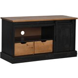 vidaXL TV ormarić HALDEN s kliznim vratima crni 110x40x60 cm puno drvo | shoptok.hr