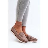 EVENTO Women's Dark Beige Faux Suede Loafers Nestalia | Shoptok.si