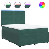 vidaXL Box spring postelja z vzmetnico temno zelena 140x200 cm žamet, (21306929) | Shoptok.si