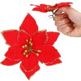 springos Božična zvezda, umetna roža s sponko, betlehemska rdeča zvezda z bleščicami., (21638369) | Shoptok.si