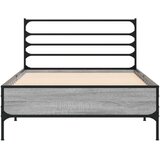 vidaXL Posteljni okvir siva sonoma 90x200 cm inženirski les in kovina | Shoptok.si