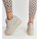 Karino Beige leather wedge sneakers | shoptok.hr