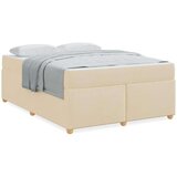  Konstrukcija postelje z vzmetnico krema 140 x 200 cm blago | Shoptok.si