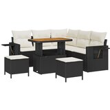 vidaXL set vrtnih sofa od 8 dijelova s jastučićima, crni poli ratan akacija, set vrtnih blagavaonica od 3 dijela s jastučićima, crni poli ratan akacija Cijene