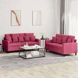  2-dijelni set sofa s jastucima crvena boja vina baršunasti Cijene