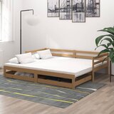 vidaXL Izvlečna dnevna postelja 2x(90x200) cm medeno rjava borovina | Shoptok.si
