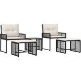  Set vanjskog namještaja s jastukom 5 pcs Crna i bijela - Crna i krem bijela 2x pojedinačna stolica + 2x bar stolica + 1x stol | shoptok.hr