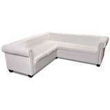  Kutna garnitura Chesterfield za 5 osoba od umjetne kože bijela | shoptok.hr