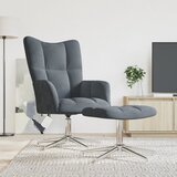 The Living Store Stol za sproščanje s stolčkom temno siv žamet - Stol Za Sproščanje, (21420184) Cene