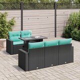  6-dijelni set vrtnih sofa s jastucima crni od poliratana bagrem | shoptok.hr