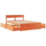vidaXL Posteljni okvir s predali voščeno rjav 120x200 cm borovina | Shoptok.si