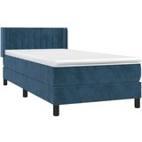 Box spring krevet s madracem tamnoplavi 90x200 cm baršunasti | shoptok.hr